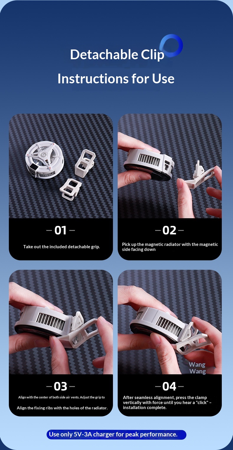 Phone Cooler Semiconductor Ice Magnetic Absorption Digital Display Three-Level Adjustment RGB Lighting Silent Cooling_voghion.com