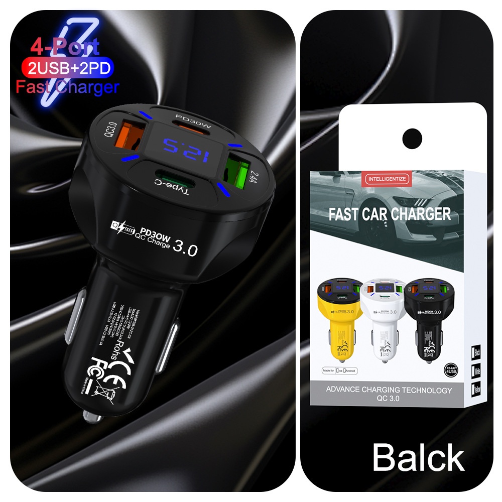 Alimentatore da 100 W con display digitale, 2 porte USB + 2 porte Type-C, supporta la ricarica super rapida e il caricabatterie da auto._voghion.com