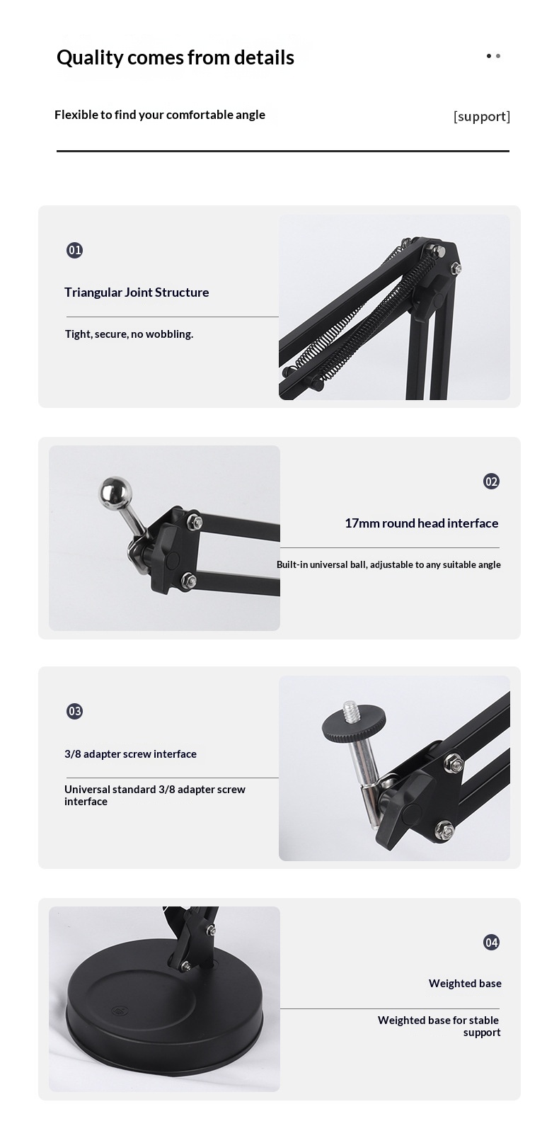 Desktop Cantilever Tablet Metal Live Streaming Overhead Shooting Lazy Watching Universal Foldable Telescopic Bedside_voghion.com