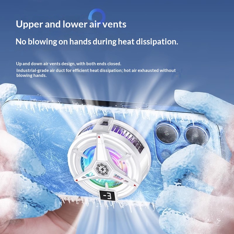 Phone Cooler Semiconductor Ice Magnetic Absorption Digital Display Three-Level Adjustment RGB Lighting Silent Cooling_voghion.com