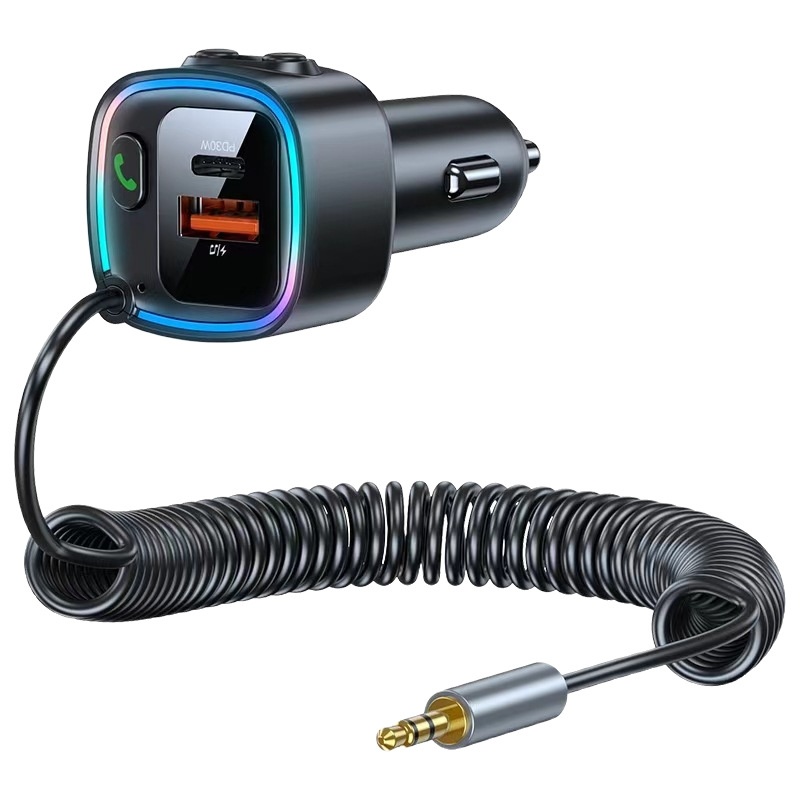 Bluetooth FM Charger With Audio Cable 2-in-1 Cross-Border E-commerce Hot Item Car Fast_voghion.com