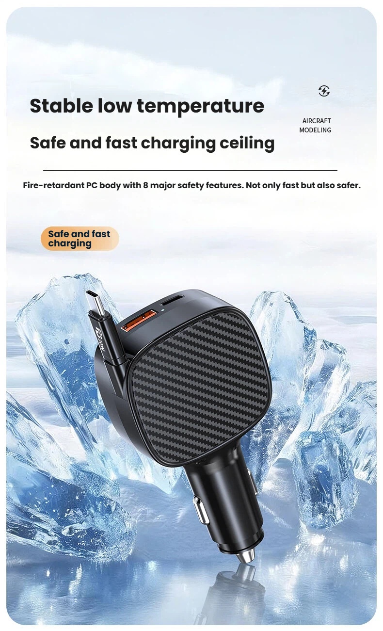 Cross-border Bestseller: Retractable PD30W 3-in-1 Charger, Multifunctional Three-way Super Fast Charging Car Charger QC4_voghion.com