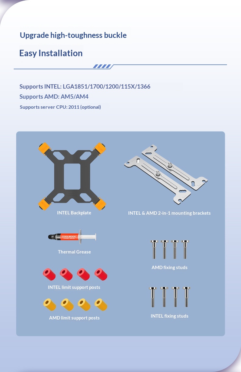 Coolmoon Computer Digital 4 Copper Tube Radiator ARGB Synchronized Temperature Display Multi-Platform AMD Tower CPU Fan_voghion.com