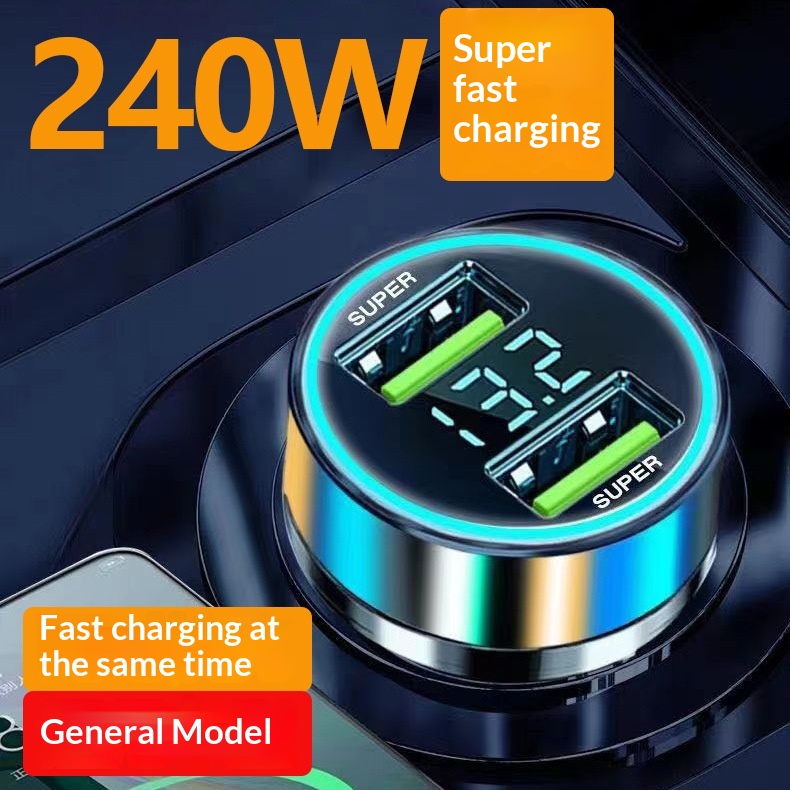 New Super Fast One-to-Two Flash Charging Cigarette Lighter Adapter Plug Dual USB Car Charger For Phones_voghion.com
