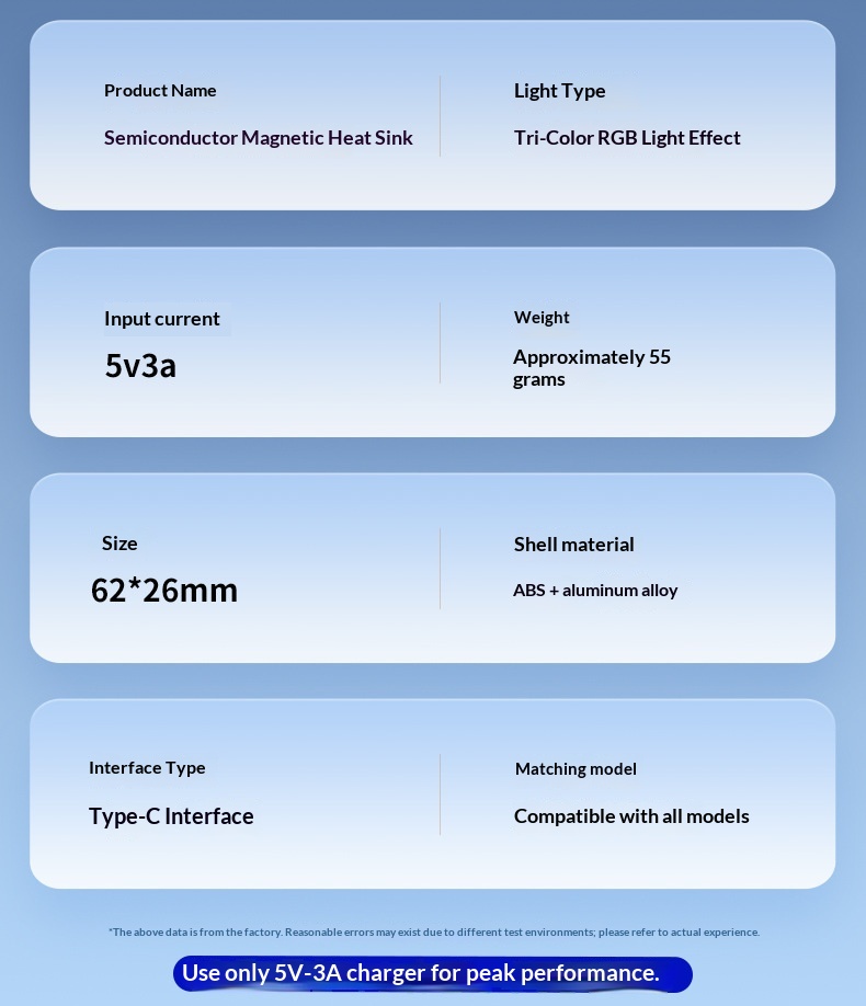 Phone Cooler Semiconductor Ice Magnetic Absorption Digital Display Three-Level Adjustment RGB Lighting Silent Cooling_voghion.com