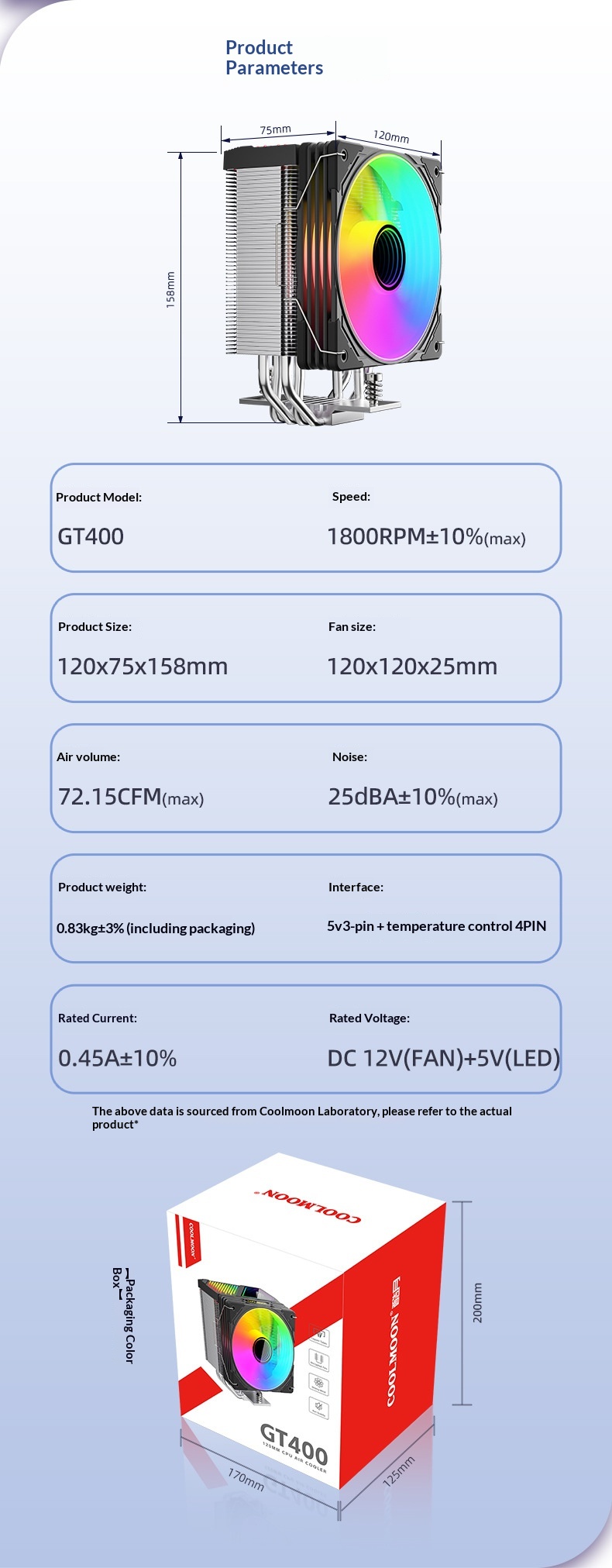 Coolmoon Computer Digital 4 Copper Tube Radiator ARGB Synchronized Temperature Display Multi-Platform AMD Tower CPU Fan_voghion.com
