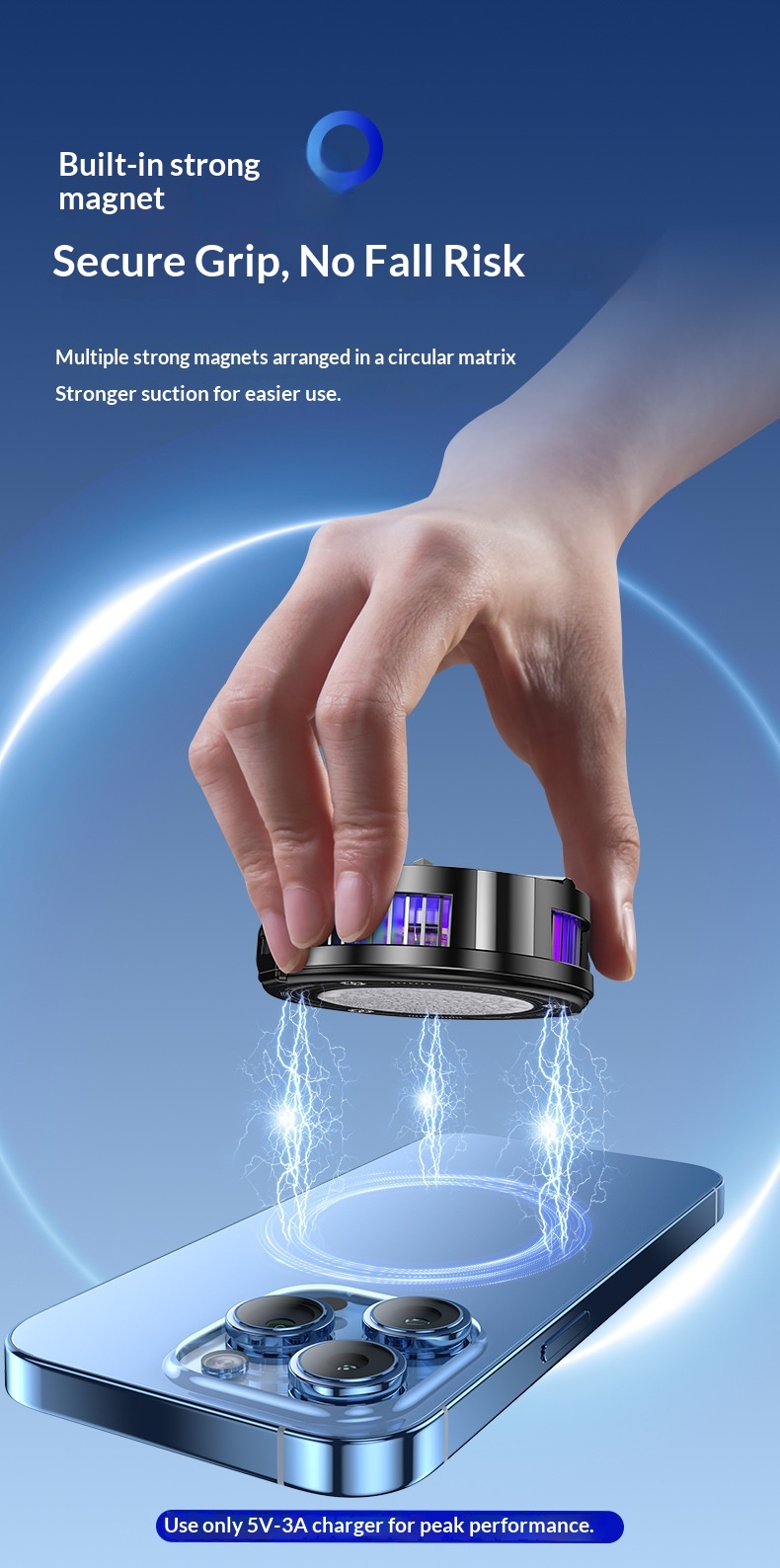 Phone Cooler Semiconductor Ice Magnetic Absorption Digital Display Three-Level Adjustment RGB Lighting Silent Cooling_voghion.com