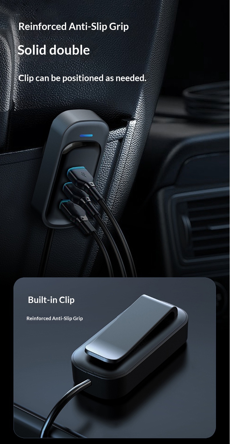 New USB Multi-Function 66W Super Fast Charging Car Rear Row Multi-Hole Wired Mobile Phone Charger_voghion.com