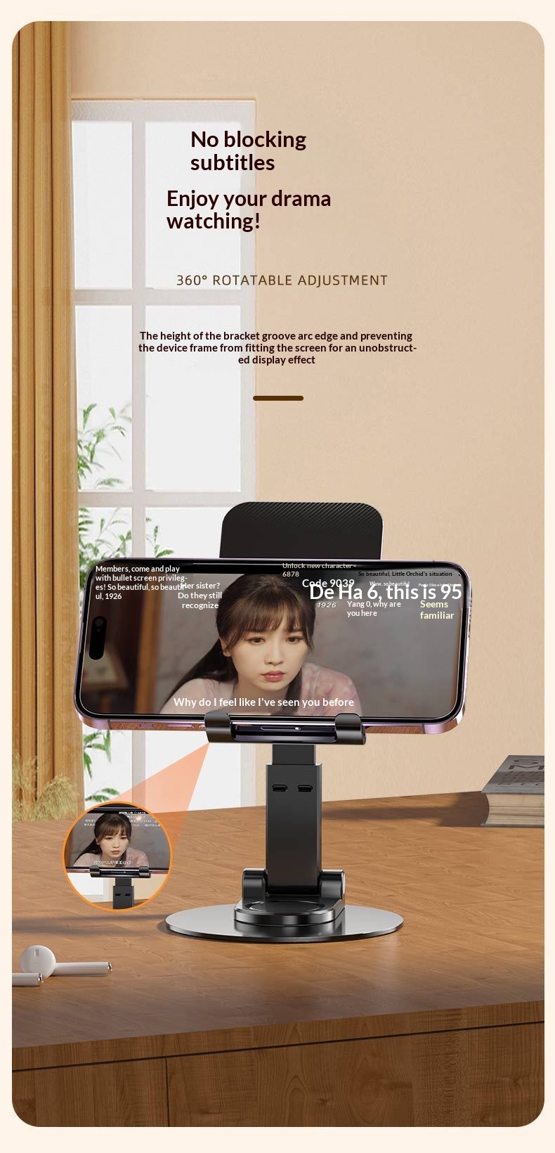 New Rotating Aluminum Alloy Desktop Tablet Live Streaming Phone Online Class Multi-Functional Folding Stand_voghion.com