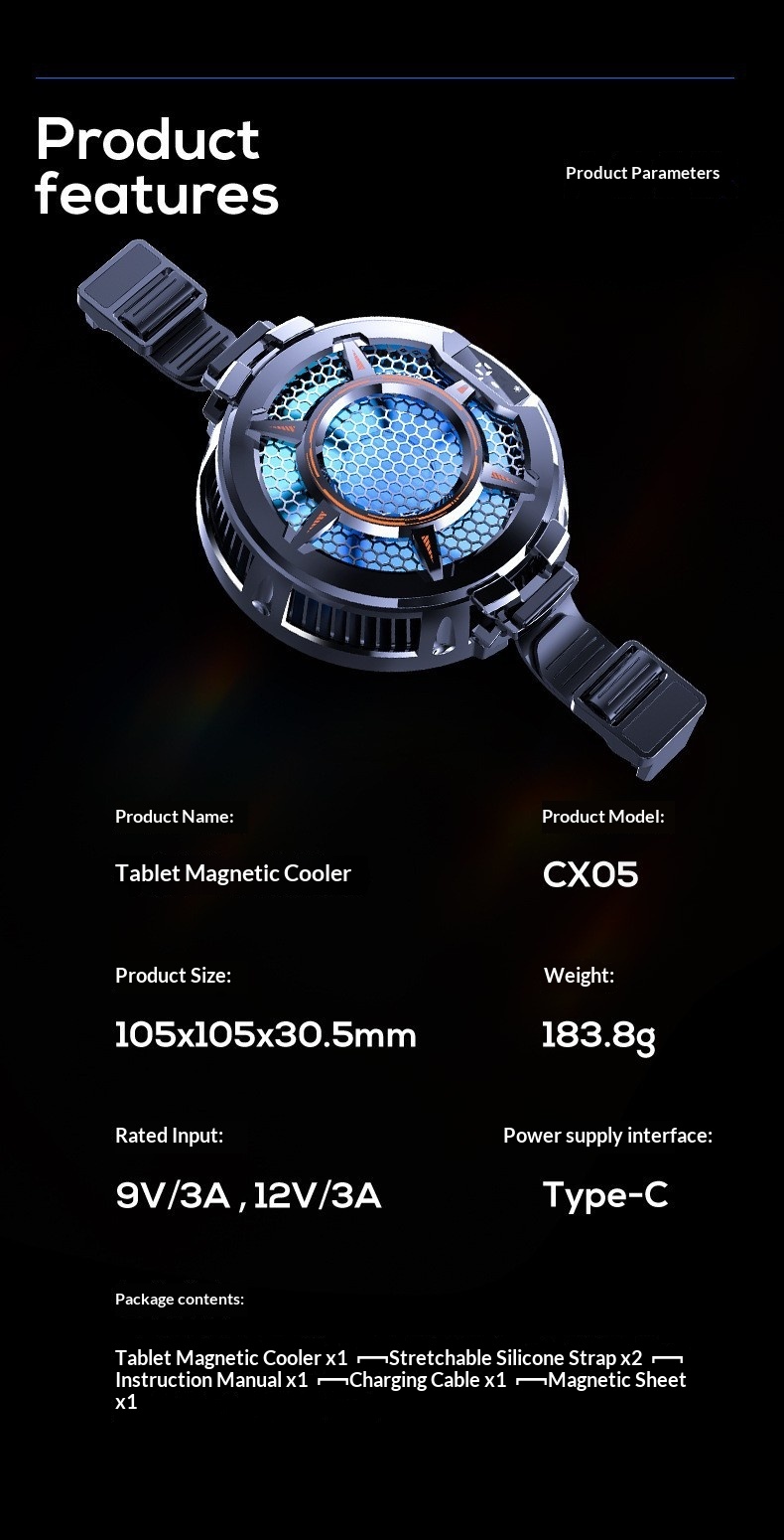 Mi Mo CX05 Suitable For IPad Tablet Cooler Semiconductor Cooling Three-Level Adjustment Magnetic Absorption Digital_voghion.com