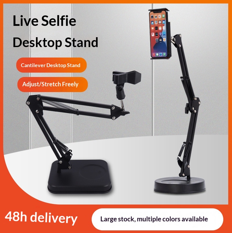 Desktop Cantilever Tablet Metal Live Streaming Overhead Shooting Lazy Watching Universal Foldable Telescopic Bedside_voghion.com