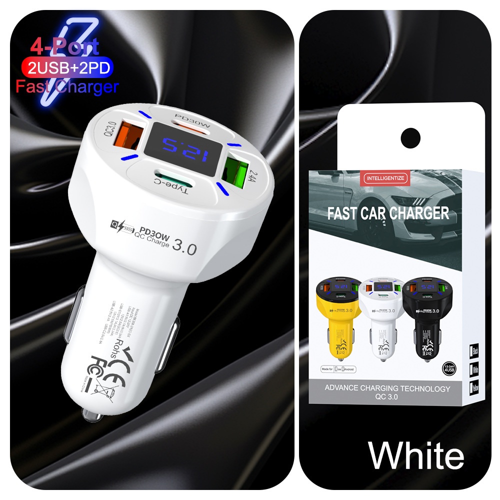 Alimentatore da 100 W con display digitale, 2 porte USB + 2 porte Type-C, supporta la ricarica super rapida e il caricabatterie da auto._voghion.com