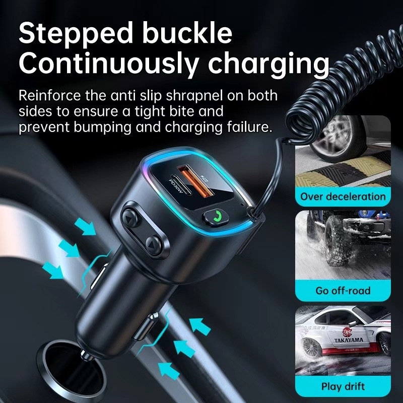 Bluetooth FM Charger With Audio Cable 2-in-1 Cross-Border E-commerce Hot Item Car Fast_voghion.com