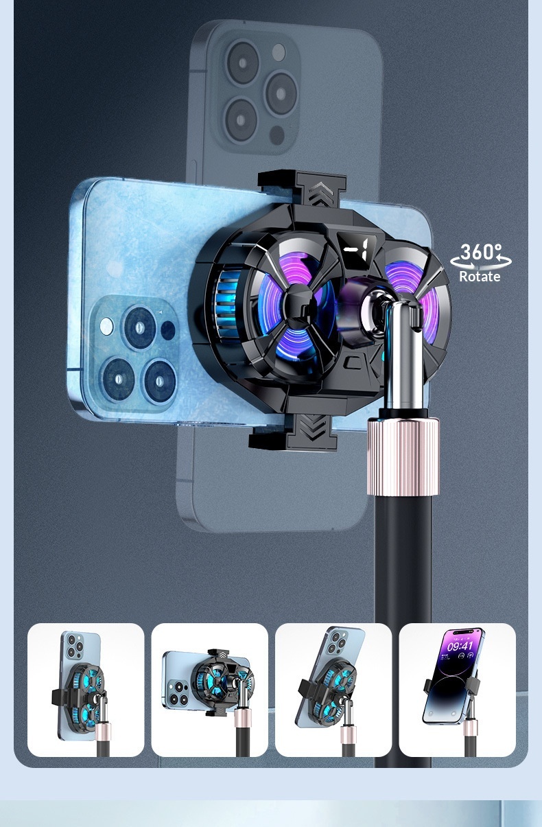 Mobile Phone Semiconductor Cooler With Digital Display And Dual Fan_voghion.com