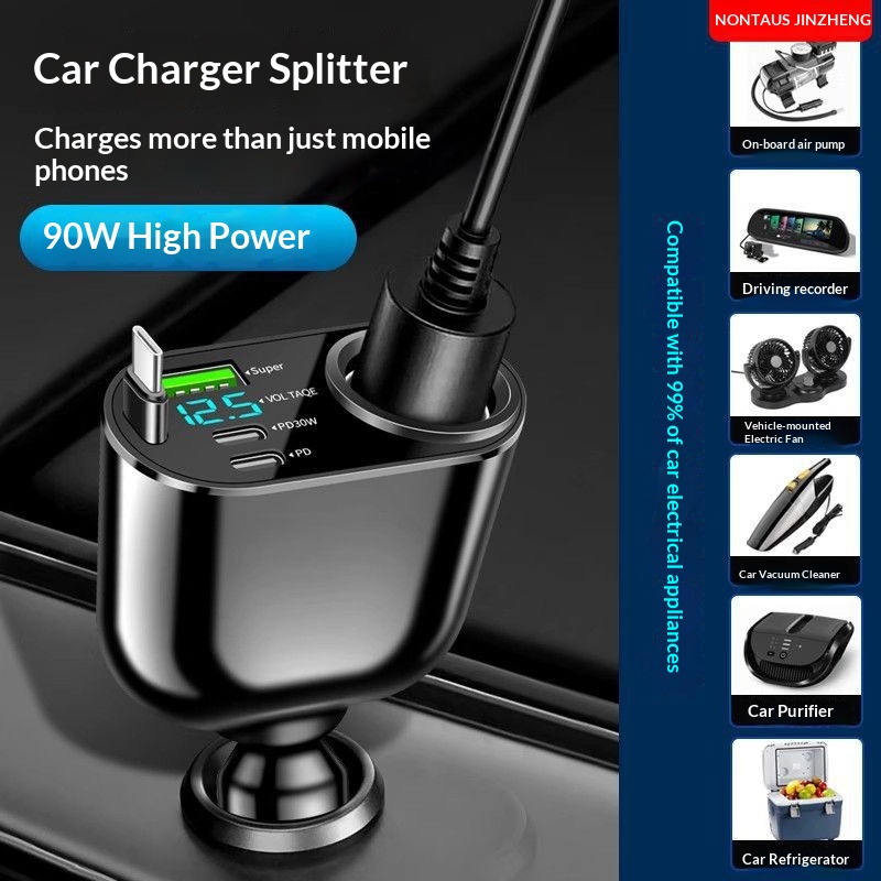 Adattatore multifunzione per caricabatterie da auto con presa accendisigari per ricarica super rapida del telefono cellulare._voghion.com
