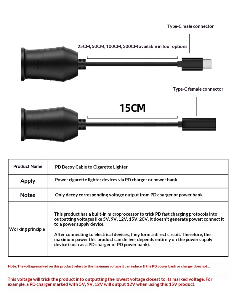 Usb-c til cigaretstik adapter pd biloplader til bærbar_voghion.com