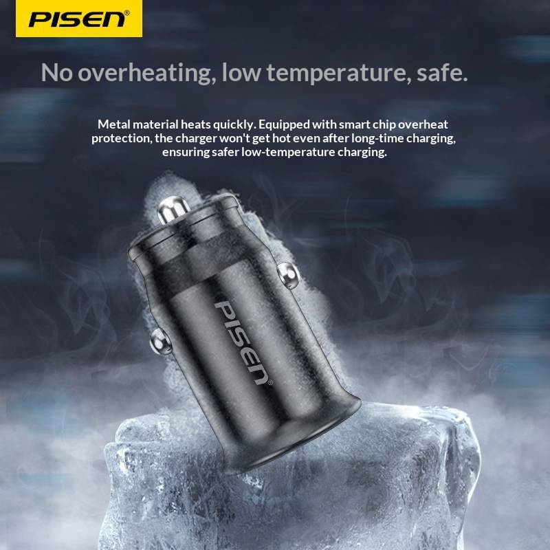 Pisen 30W PD snelle mini-autolader, sigarettenaanstekeradapter voor in de auto_voghion.com