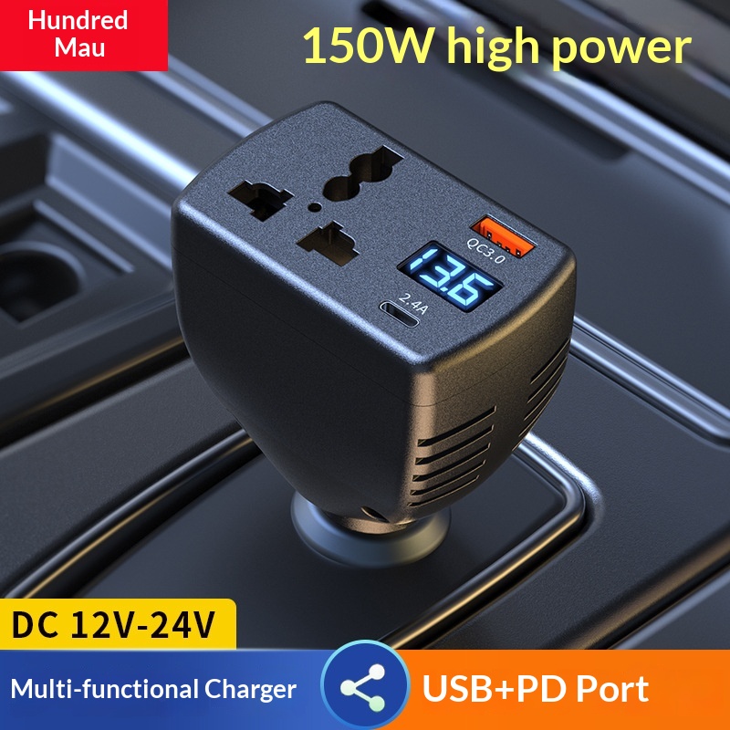 150-W-Hochleistungsladegerät mit superschneller Ladefunktion, Multifunktions-Wechselrichter mit digitaler Spannungsanzeige für das Auto_voghion.com