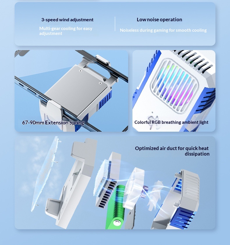 Mobile Phone Cooler Semiconductor Live Streaming Game Three-Level Adjustment Fast Cooling Artifact_voghion.com