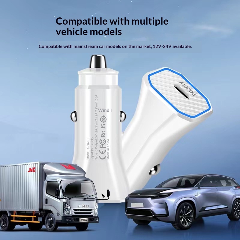 Caricabatterie da auto transfrontaliero a doppia porta PD Type-C e porta USB singola, con connettore di ricarica rapida multifunzione da 38W/20W._voghion.com