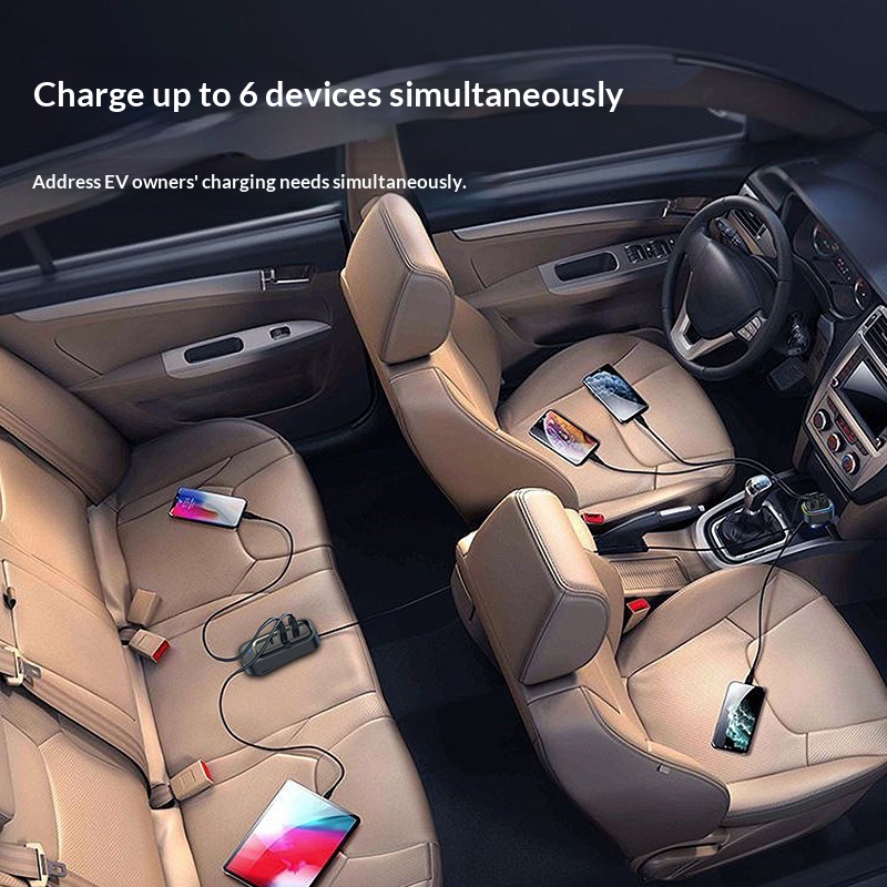 New USB Multi-Function 66W Super Fast Charging Car Rear Row Multi-Hole Wired Mobile Phone Charger_voghion.com