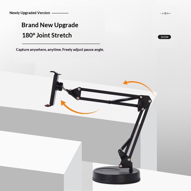 Support de téléphone portable pliable en métal, à bras articulé, pour prise de vue au lit._voghion.com