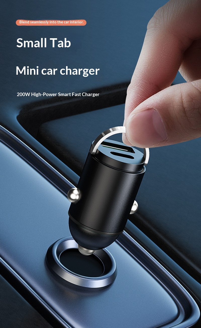 100-W-Super-Schnellladekopf, Mini-Unsichtbares Ladegerät, Kfz-Zigarettenanzünder-Adapterstecker (1 auf 2)_voghion.com