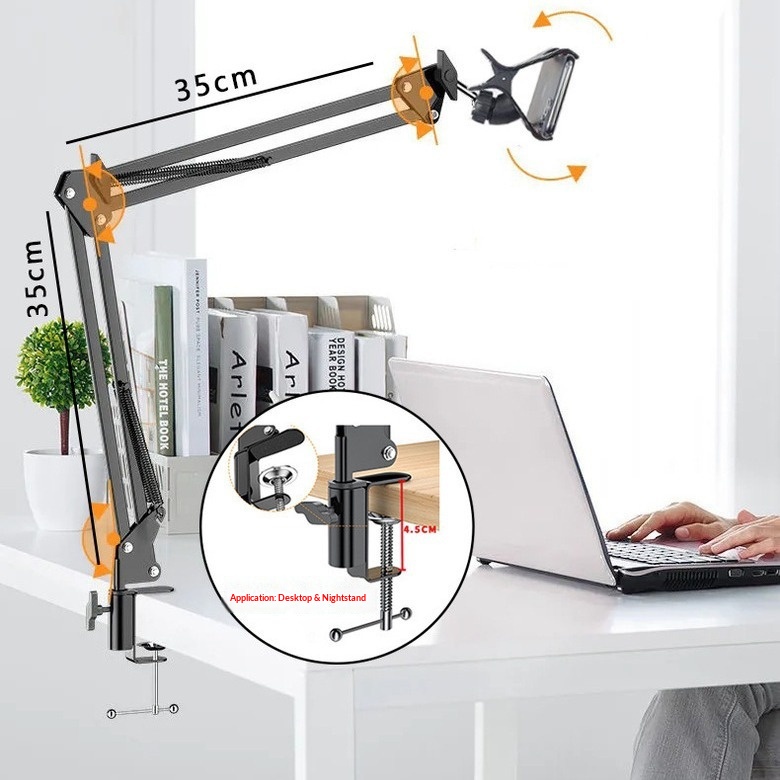 Factory Live Streaming For Tablets And Phones, Lazy Bedside Stand, Dual Universal Arm Folding Stand_voghion.com