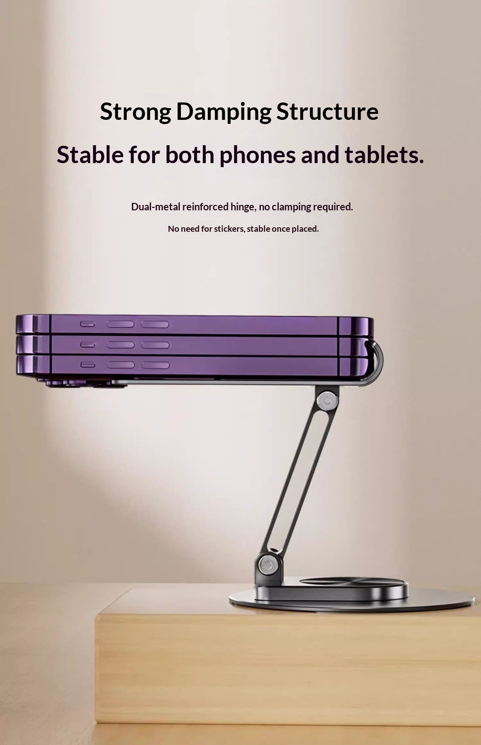 Supporto da tavolo in metallo girevole, pieghevole e regolabile in altezza per telefono e tablet, modello 2025, nuovo e pratico._voghion.com