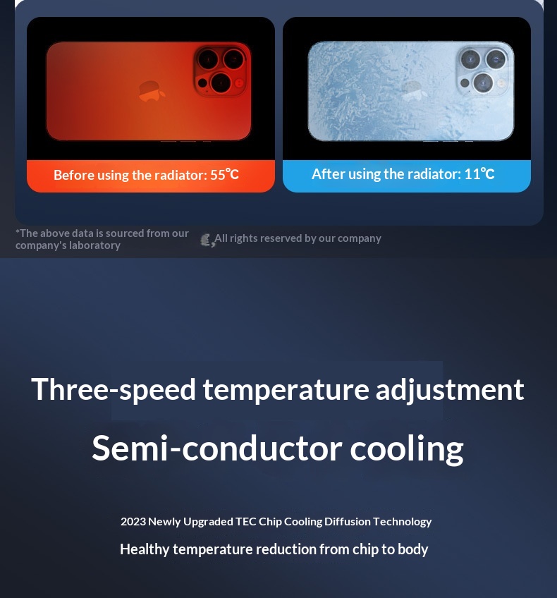 Mobile Phone Semiconductor Cooler With Digital Display And Dual Fan_voghion.com