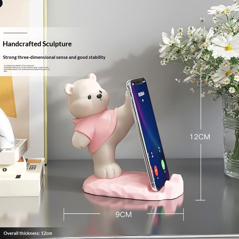Support de téléphone ours mignon, décoration de bureau, objet anti-stress et apaisant, cadeau idéal pour les filles paresseuses_voghion.com
