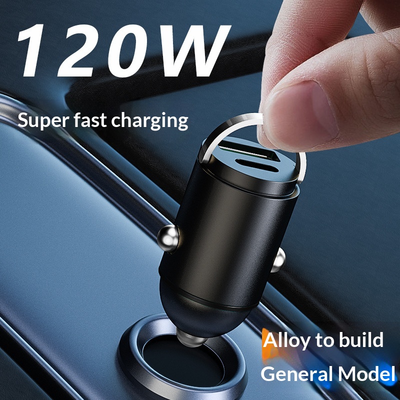 100-W-Super-Schnellladekopf, Mini-Unsichtbares Ladegerät, Kfz-Zigarettenanzünder-Adapterstecker (1 auf 2)_voghion.com
