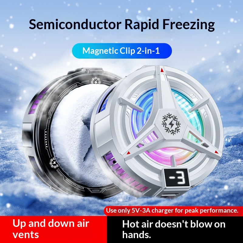 Phone Cooler Semiconductor Ice Magnetic Absorption Digital Display Three-Level Adjustment RGB Lighting Silent Cooling_voghion.com