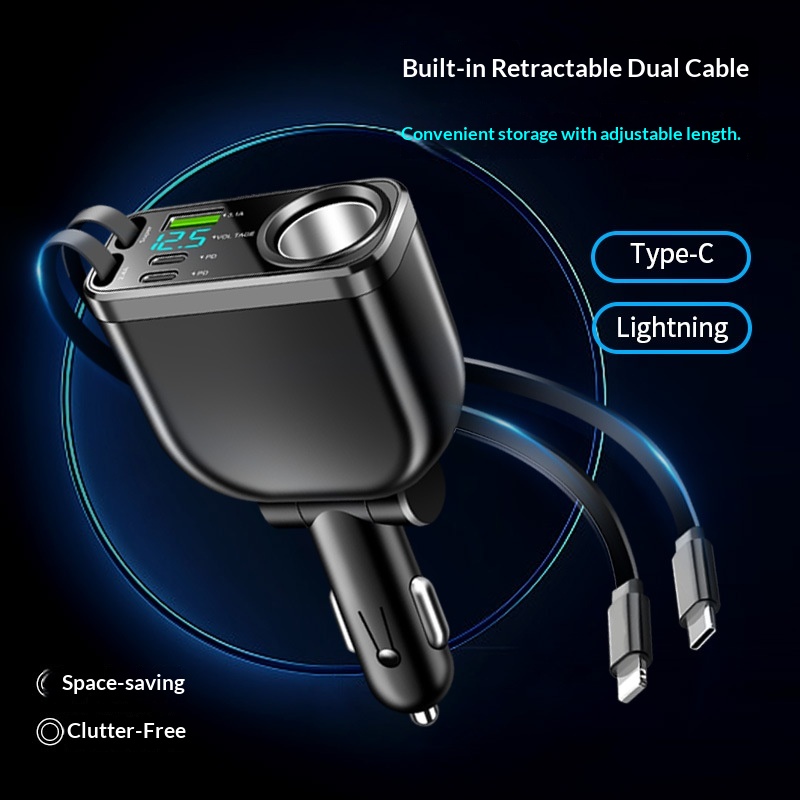 Adattatore multifunzione per caricabatterie da auto con presa accendisigari per ricarica super rapida del telefono cellulare._voghion.com