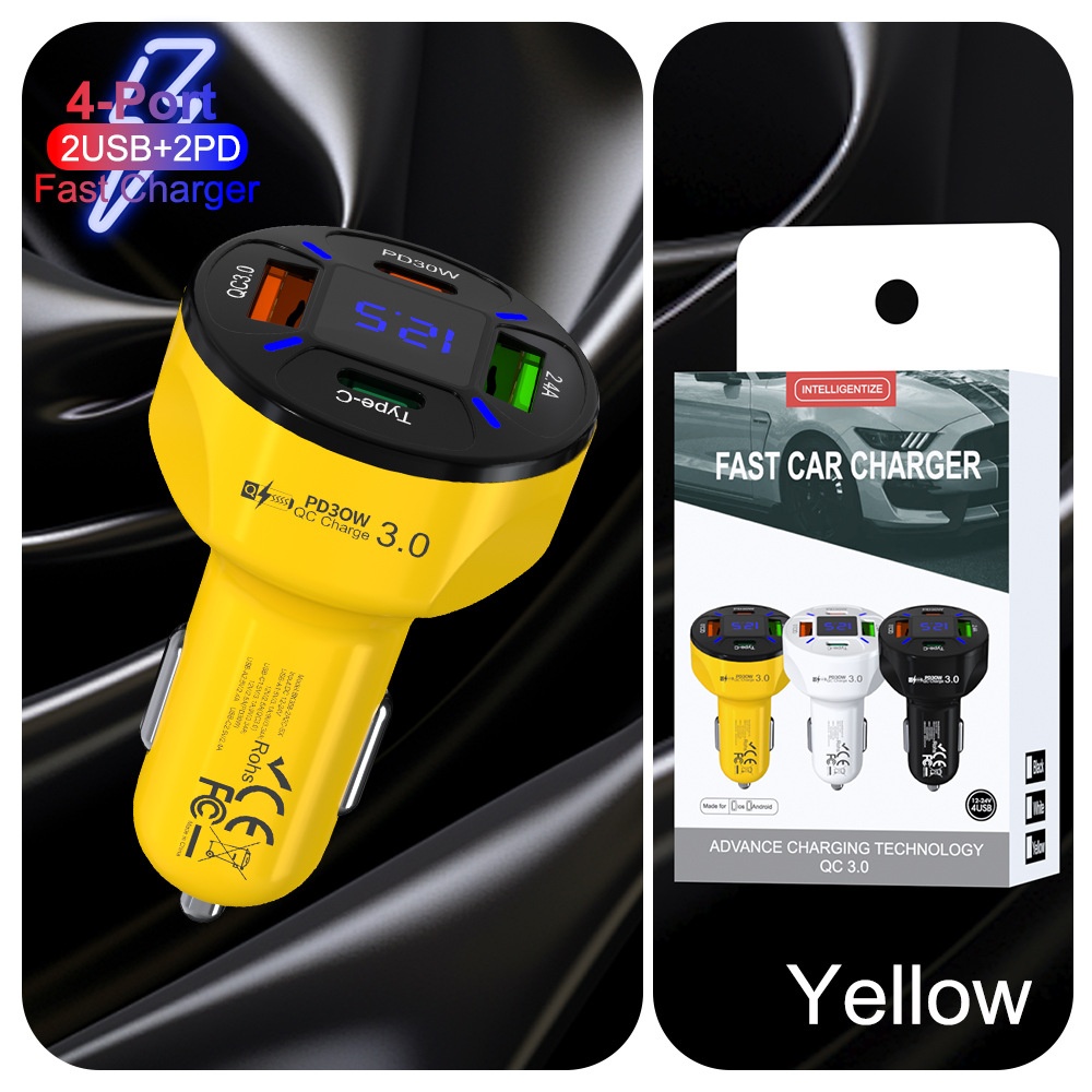 Alimentatore da 100 W con display digitale, 2 porte USB + 2 porte Type-C, supporta la ricarica super rapida e il caricabatterie da auto._voghion.com