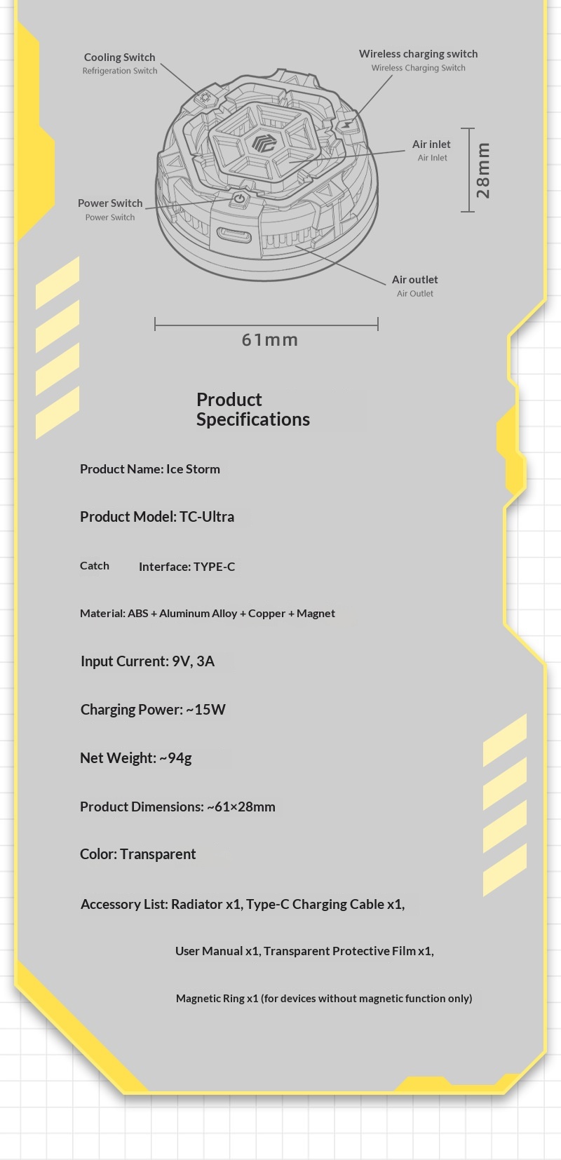 Tccel Ultra Mobile Phone Cooler Magnetic Wireless Charging Semiconductor Cooling Device_voghion.com