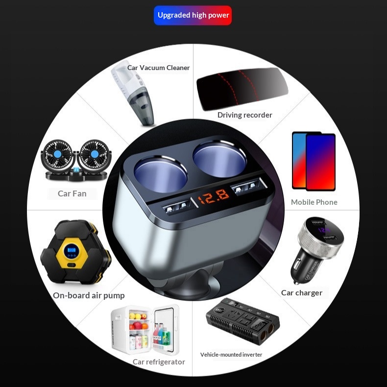 One-to-Three One-to-Two Cigarette Lighter Adapter USB Mobile Phone Multi-Function Car Charger_voghion.com
