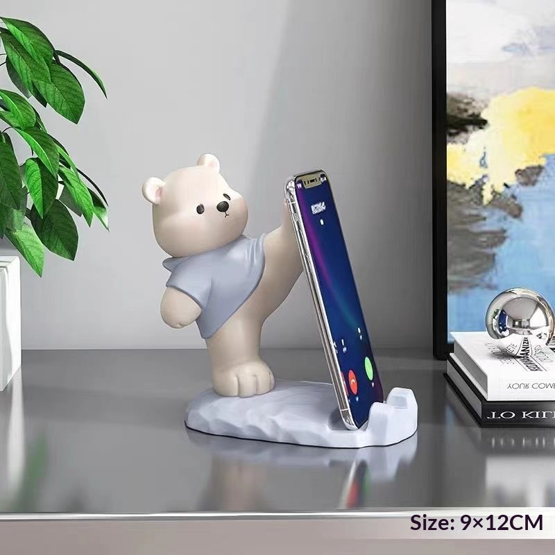 Support de téléphone ours mignon, décoration de bureau, objet anti-stress et apaisant, cadeau idéal pour les filles paresseuses_voghion.com