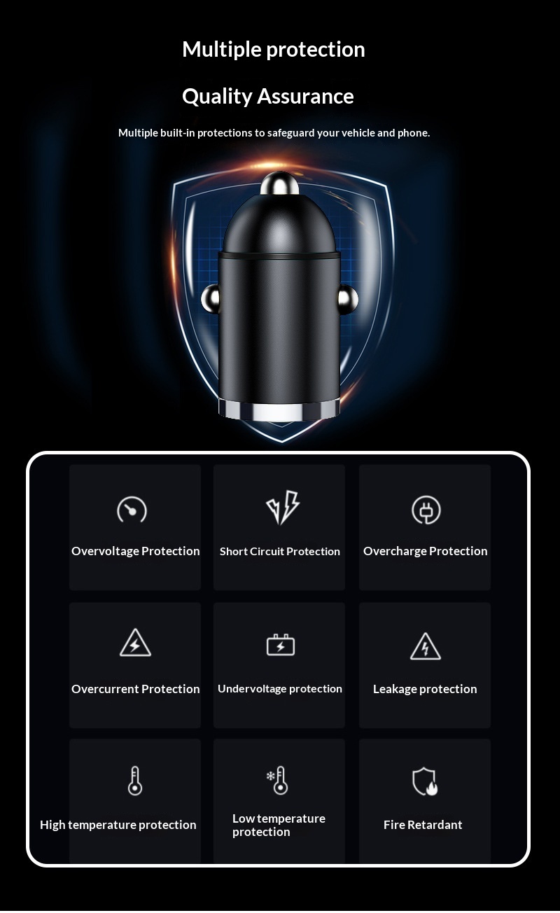 100-W-Super-Schnellladekopf, Mini-Unsichtbares Ladegerät, Kfz-Zigarettenanzünder-Adapterstecker (1 auf 2)_voghion.com