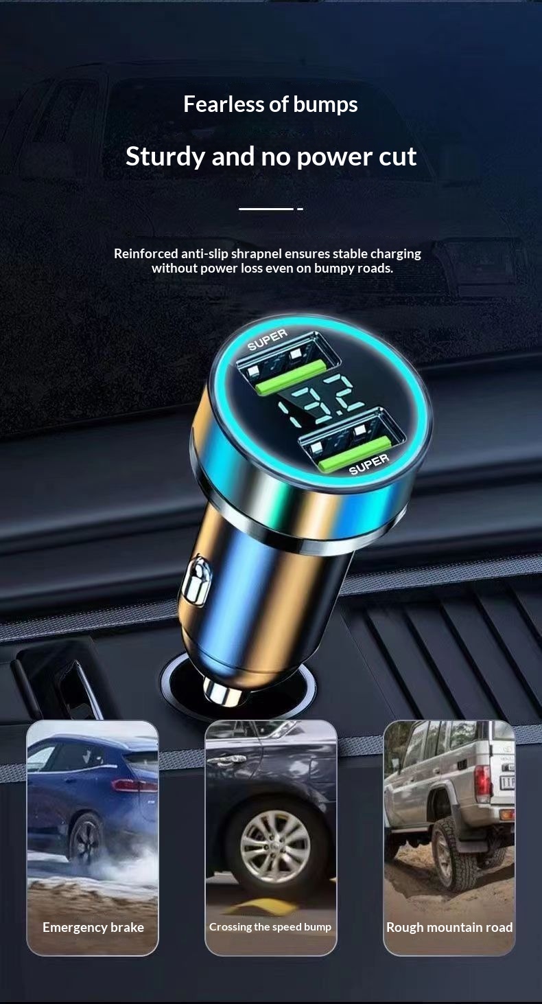 New Super Fast One-to-Two Flash Charging Cigarette Lighter Adapter Plug Dual USB Car Charger For Phones_voghion.com