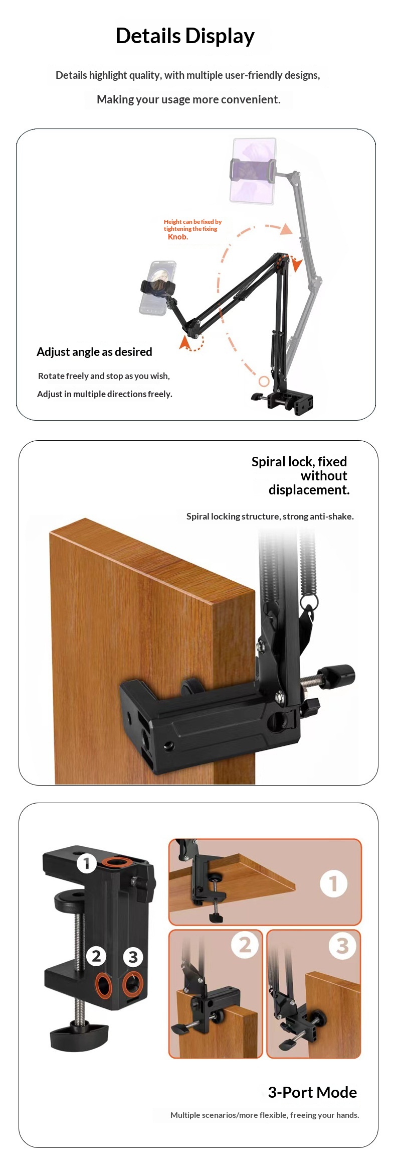 Flexible Lazy Stand Phones Tablets, Universal For Desktop, Bedside, Office, Dormitory, And Streaming_voghion.com