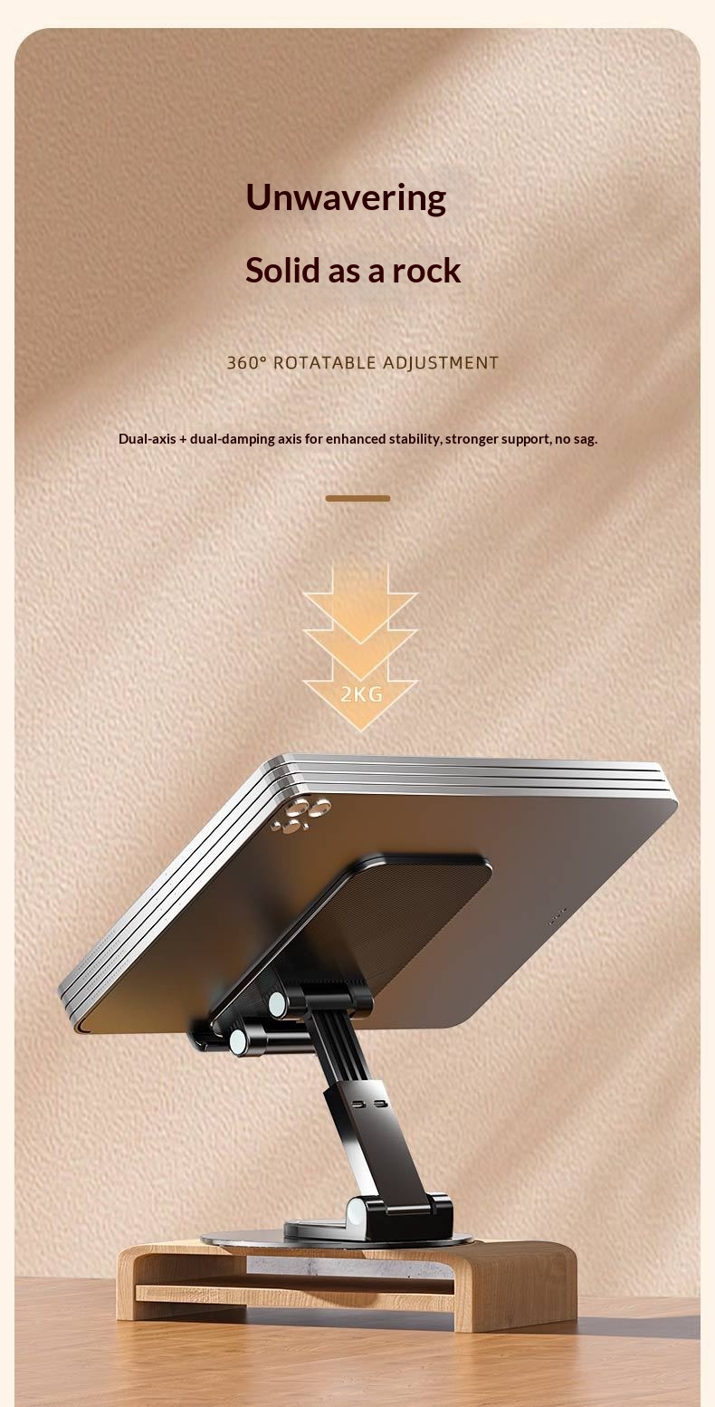 New Rotating Aluminum Alloy Desktop Tablet Live Streaming Phone Online Class Multi-Functional Folding Stand_voghion.com