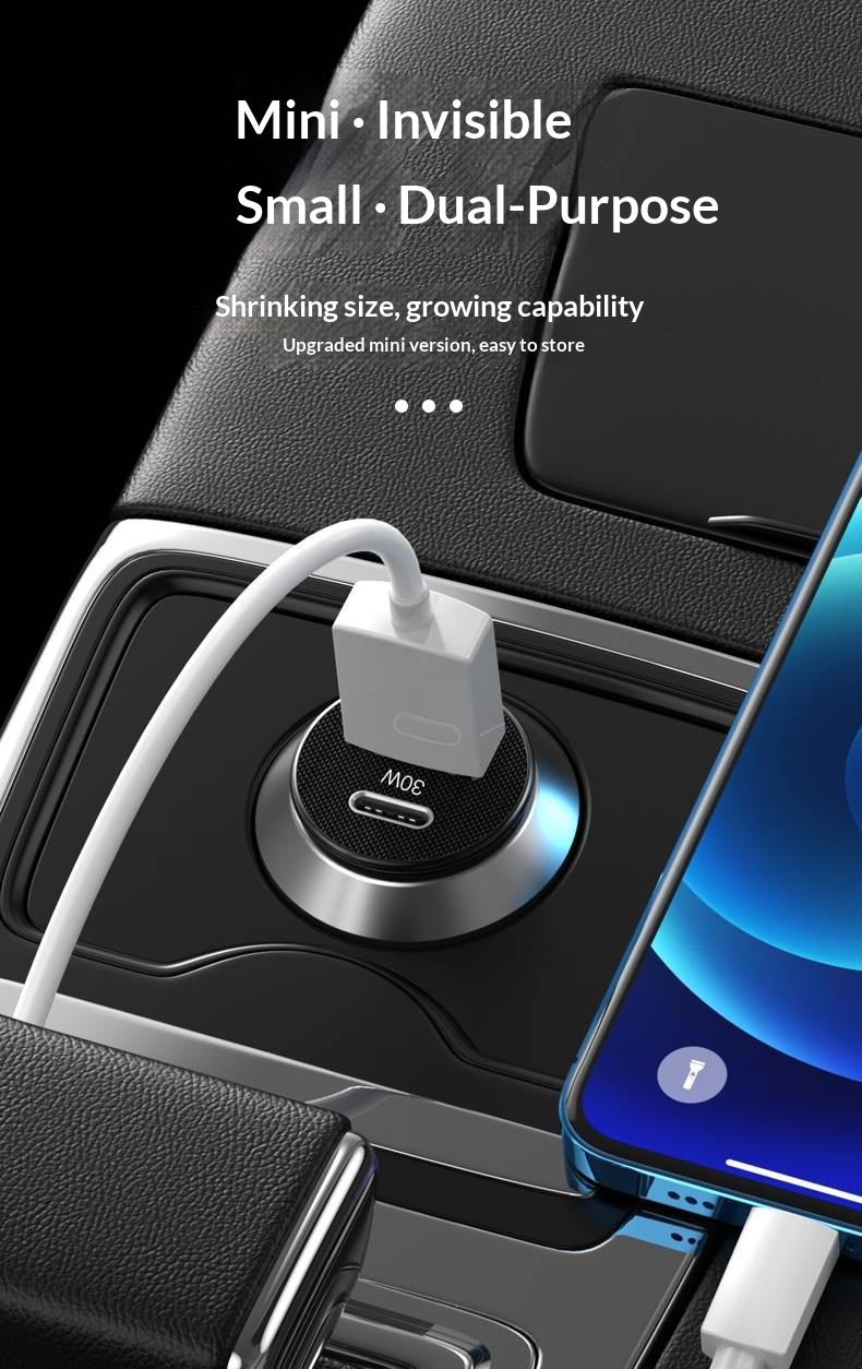 Pisen mini autolader 30w pd voor smartphone en tablet_voghion.com