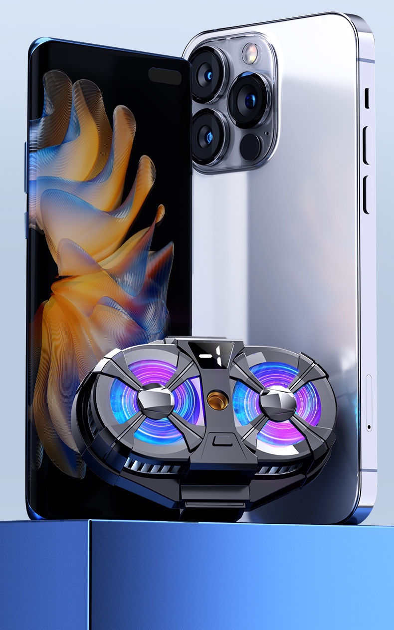 Mobile Phone Semiconductor Cooler With Digital Display And Dual Fan_voghion.com