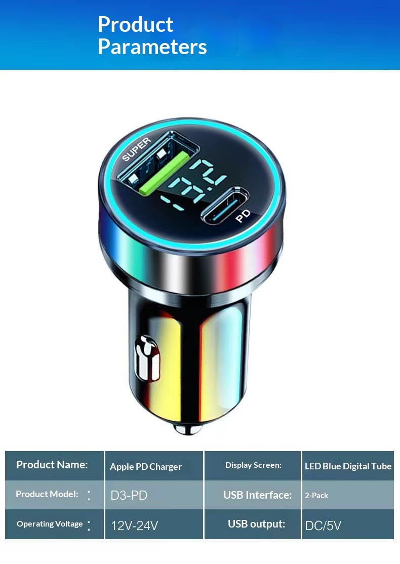 Charger Super Fast One-to-Two Cigarette Lighter USB Adapter Multi-Function Car Phone Flash Charging_voghion.com