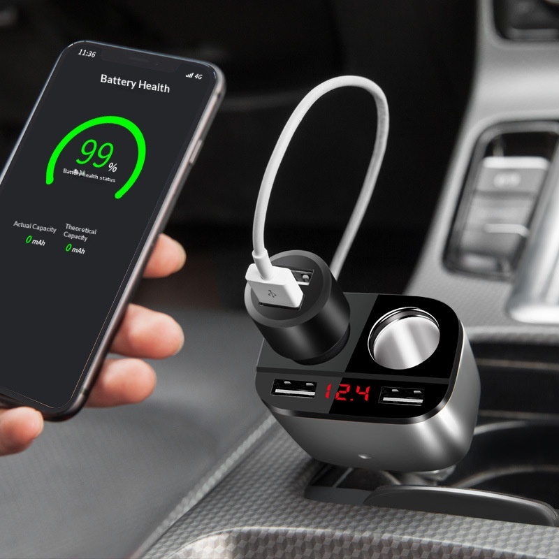 One-to-Three One-to-Two Cigarette Lighter Adapter USB Mobile Phone Multi-Function Car Charger_voghion.com
