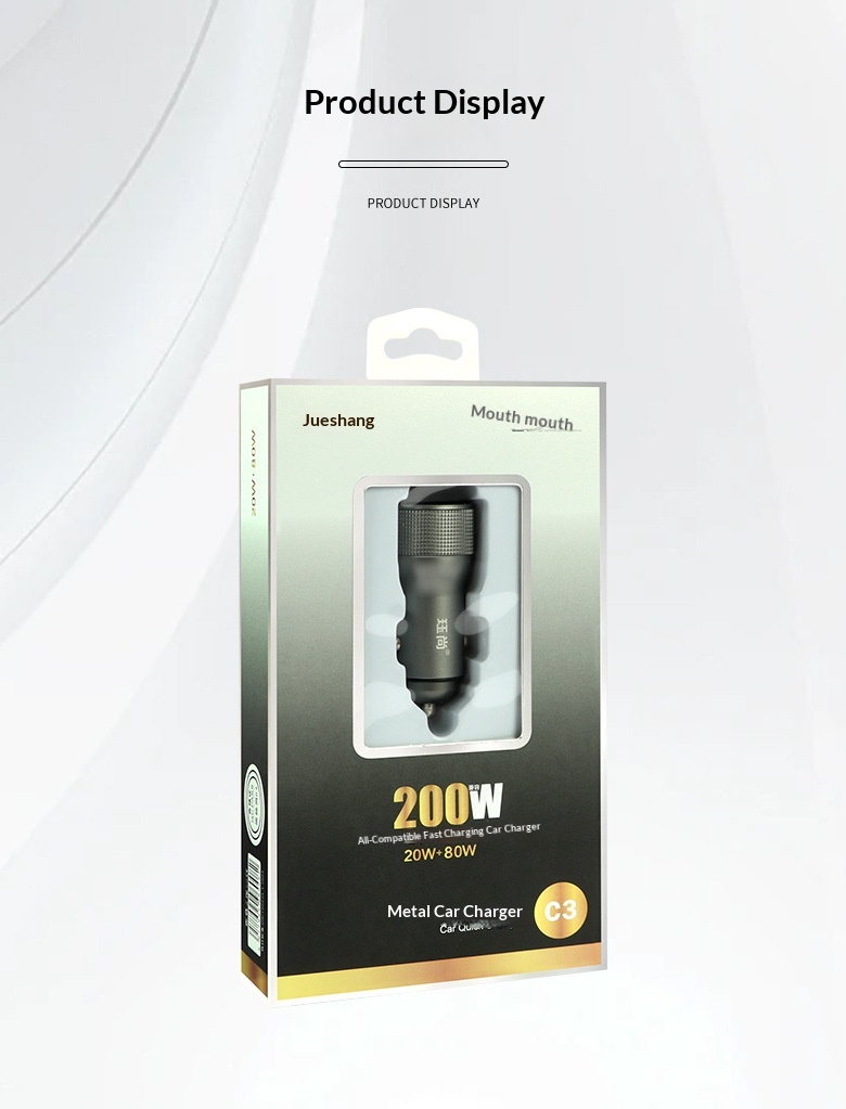 Fully Compatible 200W USB+TYPE-C Metal Car Charger Cigarette Lighter Plug PD Fast Charging_voghion.com