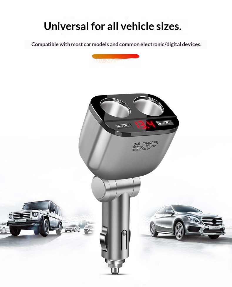One-to-Three One-to-Two Cigarette Lighter Adapter USB Mobile Phone Multi-Function Car Charger_voghion.com