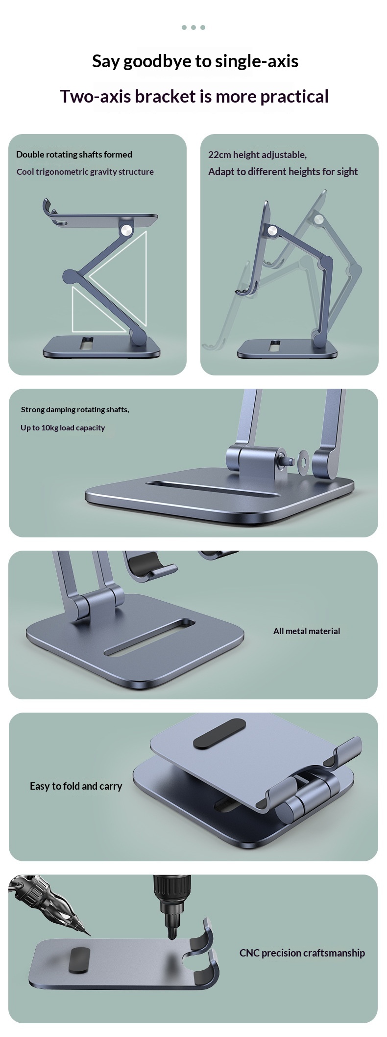 Mobile Phone Desktop, Aluminum Alloy Foldable Universal Support Stand And Tablets, Suitable For Live Streaming,_voghion.com