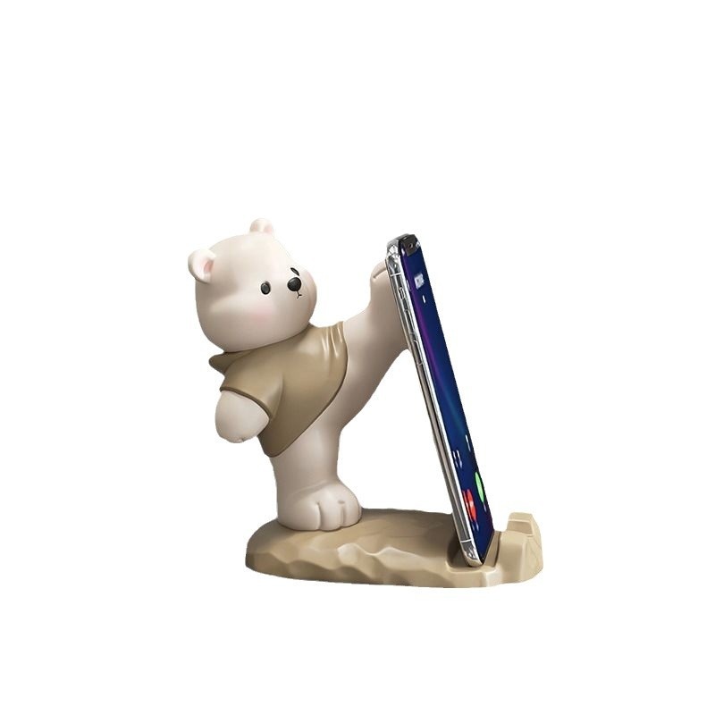 Support de téléphone ours mignon, décoration de bureau, objet anti-stress et apaisant, cadeau idéal pour les filles paresseuses_voghion.com